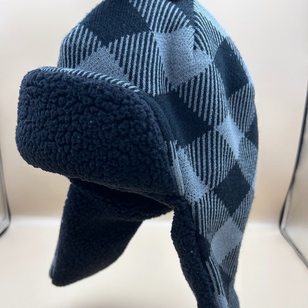Lee Mens Buffalo Plaid Trapper Hat Grey Black Sherpa Lined Ear Flap Winter Cap
